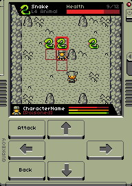 Grid combat against snakes, with a poisoned character