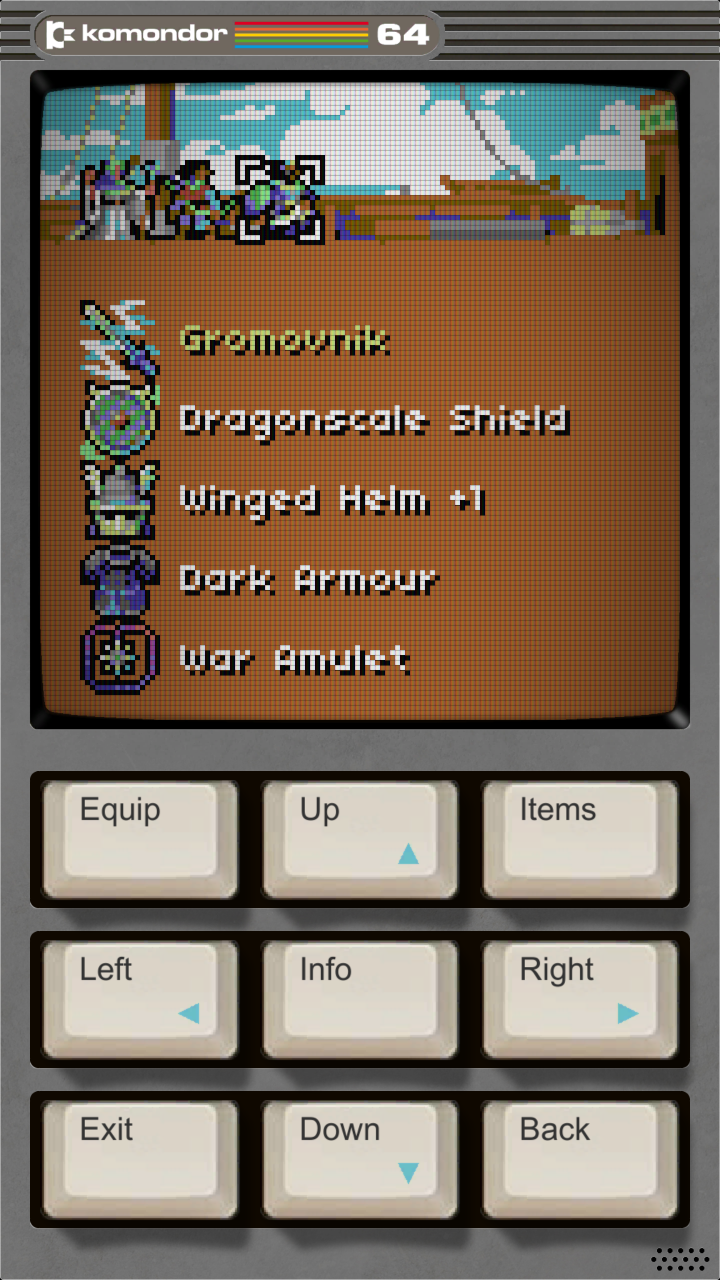 Equipment screen with Slavic-themed gear
