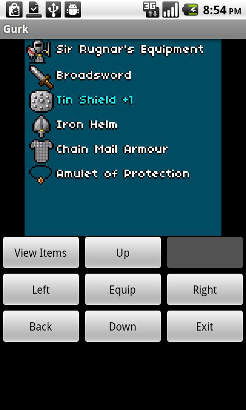 Sir Rugnar's equipment screen