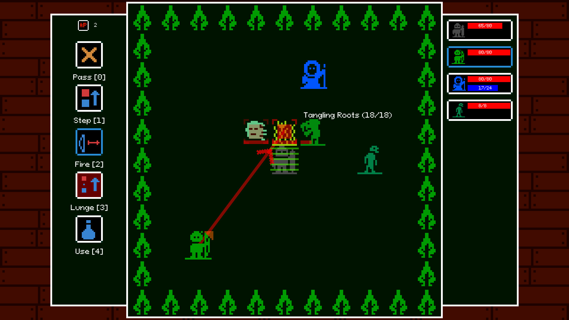 A ranged attack in a forest clearing