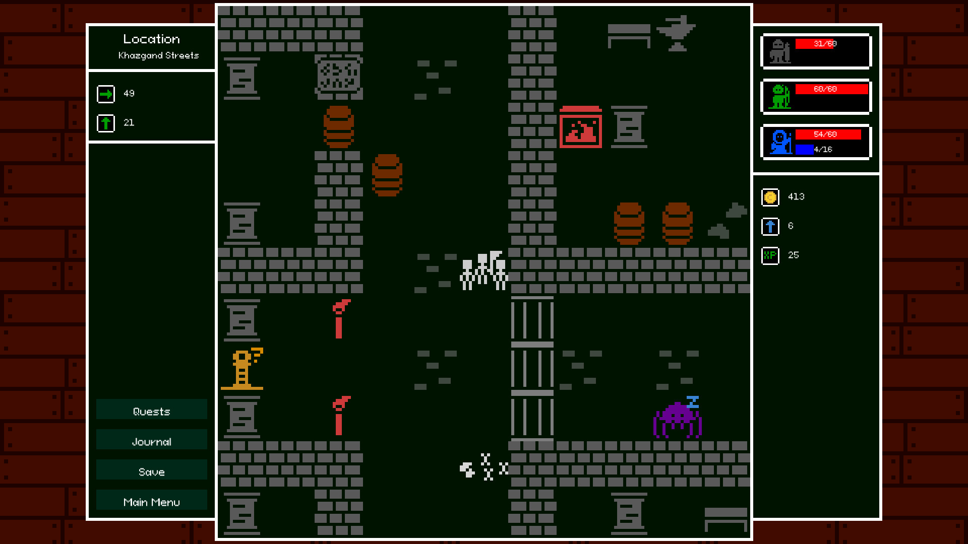 A dungeon interior with barrels and ladders