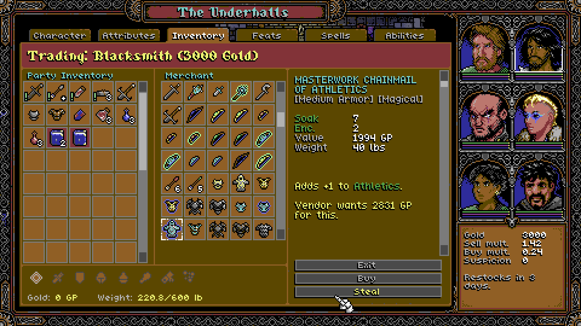 Trading with a blacksmith in the Underhalls